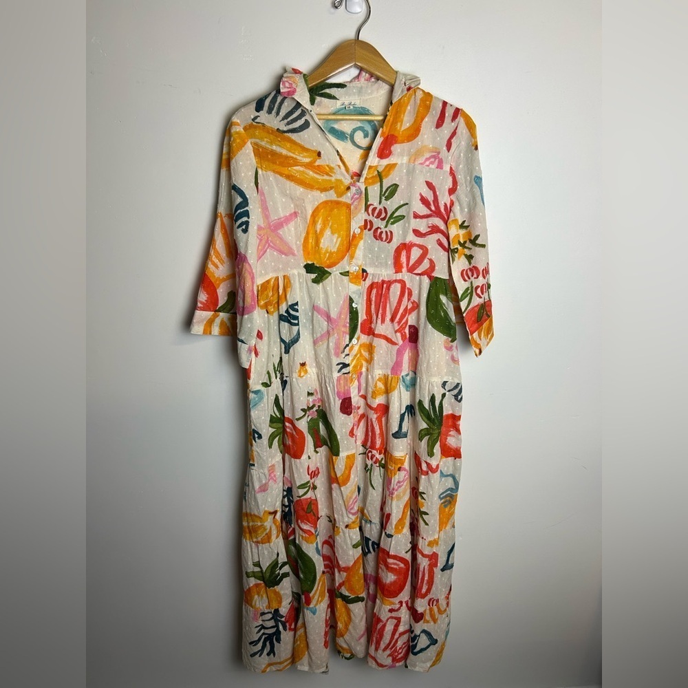 100% cotton‎ Boutique Sz Xs Colorful Floral Print All over Beach Vacation Resort